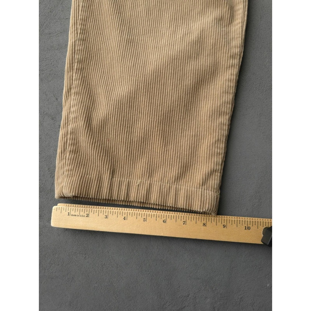 Vintage 90s Polo Ralph Lauren Tan Corduroy Pants 30 Pleated Wide Leg - Picture 14 of 15